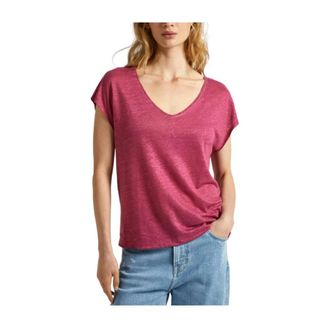 Pepe Jeans London Tops, Dames, Roze, M, Linnen, Fuchsia Lottie T-shirt