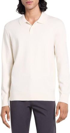 Theory Goris Long Sleeve Polo in Oat Milk - 2Jw at Nordstrom, Size Xx-Large