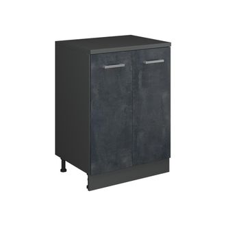 Vicco Armario De Cocina Para Techo Inclinado R-line, Hormig&oacute;n Negro, 60 Cm Sin Inclinaci&oacute;n Con 2 Puertas, Vicco