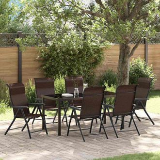 vidaXL Conjunto De Comedor De Jard&iacute;n 7 Pcs Marr&oacute;n Polirat&aacute;n Vidaxl