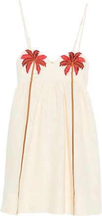 Farm Rio Coconut Tree Embroidered Mini Dress