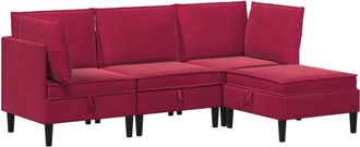 vidaXL Juego De Muebles De Sal&oacute;n 4 Uds. Rojo Vino Terciopelo Vidaxl