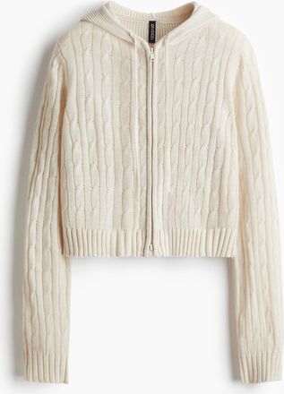 H&M Cardigan mit Kapuze und Frontzipper - Beige