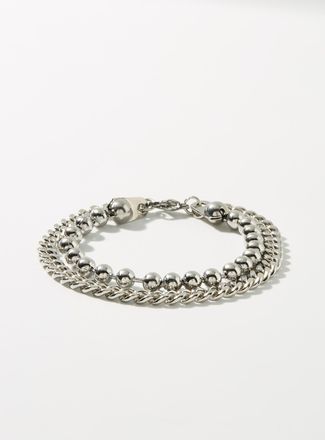 Le 31 Mens Bead and chain double bracelet
