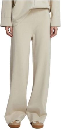 Max Mara Gebreide Broek met Dubbele Zoom - Dames - Wijde Broeken - Beige - L - Broeken