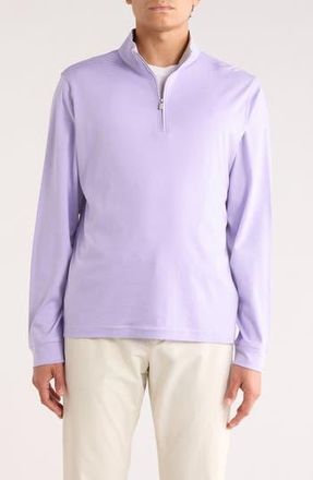 David Donahue Stripe Quarter Zip Pullover Sweater in White/Purple at Nordstrom Rack, Size Xx-Large