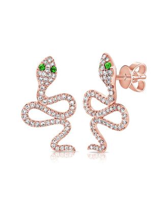 Sabrina Designs 14K Rose Gold 0.38 Ct. Tw. Diamond & Tsavorite Snake Earrings