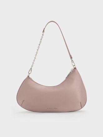 Charles & Keith Dion Satin Chain-Handle Asymmetric Shoulder Bag