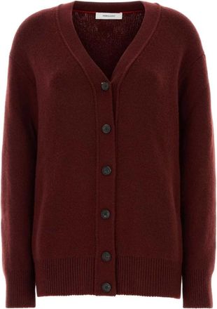 Ferragamo Burgundy Cashmere Blend Cardigan - Dames - Cashmere truien - Rood - XS - Kasjmier - Truien & Vesten