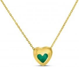 Allurez Heart Lab Grown Emerald Bezel Pendant Necklace 14K Yellow Gold (0.25ct)