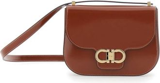 Ferragamo Gancini Double Leather Shoulder Bag - Dames - Schoudertassen - Bruin - ONE Size - Leer - Tassen