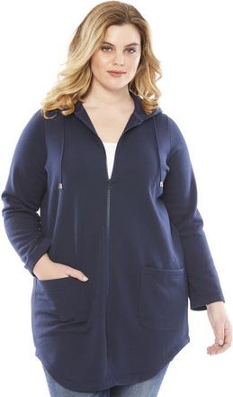 Roaman's Fleece Zip Hoodie Sweatshirt in Navy at Nordstrom, Size Medium