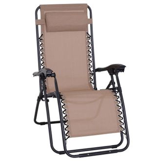 OUTSUNNY Sun Lounger With Pillow - Beige | TJ Hughes