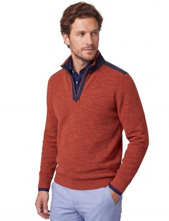 Casamoda Casa Moda oranje half-zip trui 100% katoen
