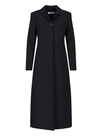 Jil Sander Black Single-Breasted Virgin Wool Coat