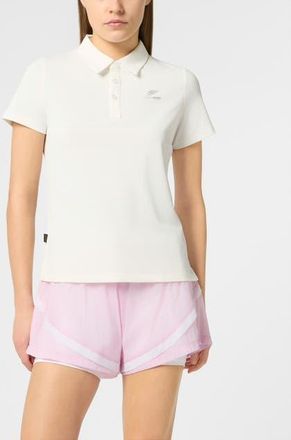 Plein Sport Pique Polo T-Shirt Reflective Scratch Women in White at Nordstrom, Size X-Small