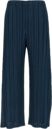 Issey Miyake Mellow Pleats Wide Pants - Dames - Wijde Broeken - Blauw - 2XL - Polyester - Broeken