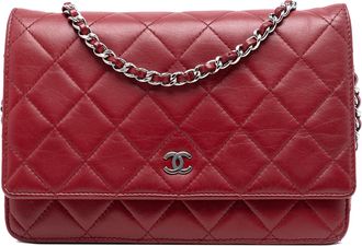 Chanel Tweedehands Cc Gestikte Lamsleer Portemonnee Aan Ketting