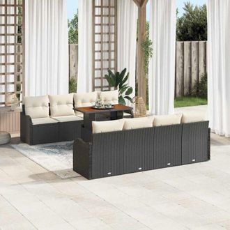 vidaXL Vidaxl - Conjunto De Sof&aacute; De Jard&iacute;n 7 Pcs Negro Y Crema 100 X 55 X 73 Cm