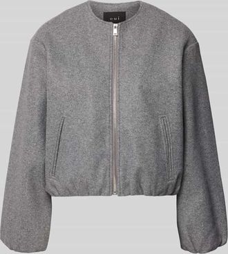 Oui Jacke mit Rei&szlig;verschluss in Mittelgrau Melange, Gr&ouml;&szlig;e 34
