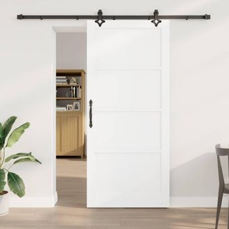 Berkfield Home Sliding Door with Hardware Set ORKDALWhite Solid Wood Pine