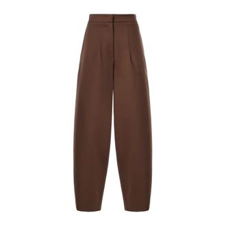 ottod'Ame Wijde broek - Dames - Broeken - Bruin - Maat: S Zijde