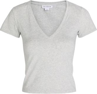 Good American T-shirt met V-hals - Grijs