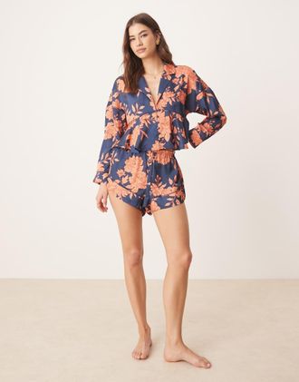 Free People Beauty Sleep - Set pigiama blu navy a fiori-Multicolore