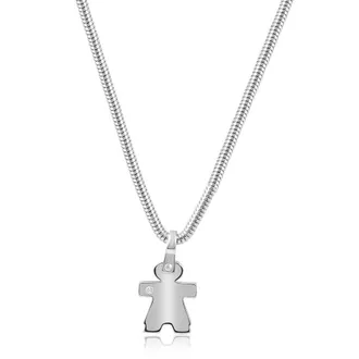 Pompeii3 Mens Steel Single Tone Woman 16.5mm Pendant Flexible Snake Chain 21 Necklace