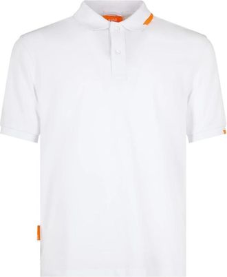 Suns Klassiek Wit Poloshirt met Fluorescerend Labeldetail - Heren - Polos - Wit - L - Katoen - Tops