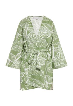 Usha Kimono Dames Groen gebroken wit