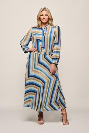 Mart Visser Lara Plisse Rok Blauw / Multi Maxi