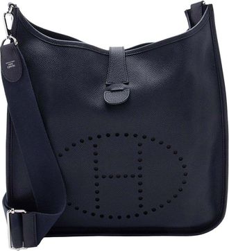 Herm&egrave;s Blue Clemence Leather Evelyne Iii Pm Shoulder Bag (Authentic Pre-Loved)