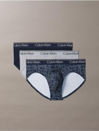 Calvin Klein Mens Microfiber Stretch 3-Pack Hip Brief - Multi - XL