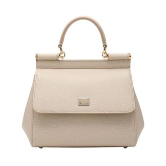 Dolce & Gabbana Sicily Medium Handtas - Dames - Tassen - Beige - Maat: ONE Size Zijde