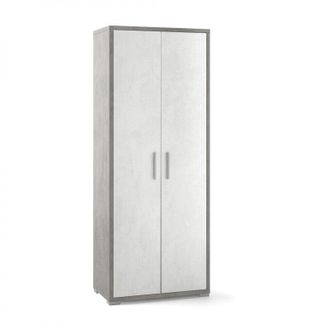 OEM Armario Multiusos De Dos Puertas Cemento Blanco 71x41x H182 Cm