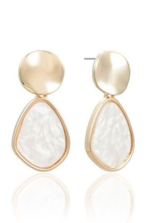 Ettika Pearl Secret Mother-of-Pearl Drop Earrings in White/Gold at Nordstrom Rack