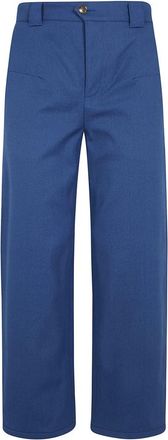 Chlo&eacute; Wide Broeken - Dames - Straight fit broeken - Blauw - M - Broeken