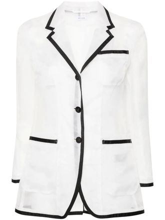 Thom Browne semi-sheer organza blazer - women - Silk/Silk - 36 - Neutrals