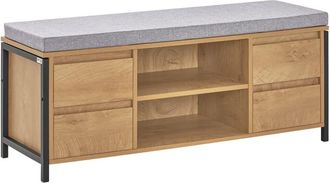 SoBuy Banco zapatero con 2 estantes abiertos y 4 cajones madera marrón