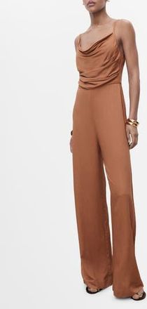 Mango Cowl Neck Wide Leg Jumpsuit in Brown at Nordstrom Rack, Size X-Small