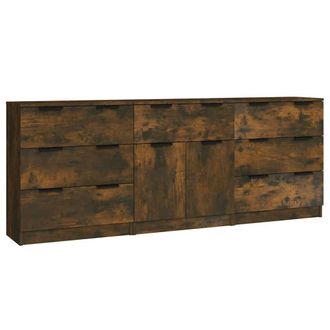 vidaXL Aparador De 3 Piezas Madera Contrachapada Color Roble Ahumado Vidaxl