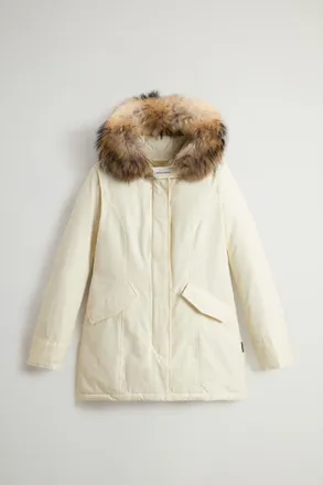 Woolrich dames Arctic Parka van Ramar Cloth-stof met afneembare bontrand Wit Grootte XXL