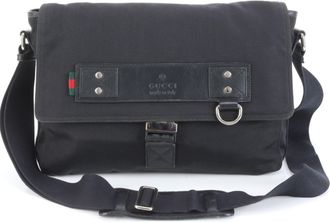 Gucci Black Leather Nylon Shoulder Bag (Pre-Owned)
