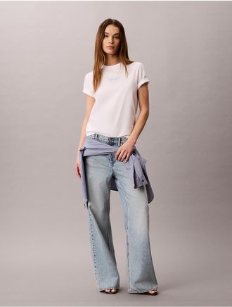 Calvin Klein Jeans Calvin Klein Womens Calvin Script Logo Classic Tee - Open White - XS