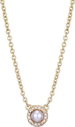 Adornia Adornia 14K Plated 5Mm Pearl Cz Halo Necklace