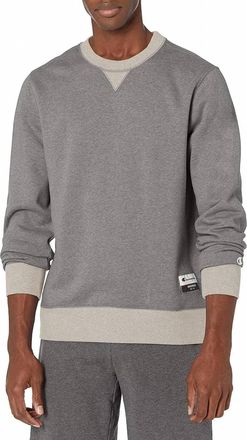 Champion Sueded Fleece Pullover Crew Neck Sweatshirt In Gray Oatmeal