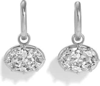 Lili Claspe Cleo Oval Cubic Zirconia Charm Huggie Hoop Earrings in Silver at Nordstrom