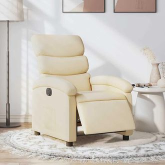 vidaXL Sill&oacute;n Reclinable El&eacute;ctrico De Tela Crema Vidaxl