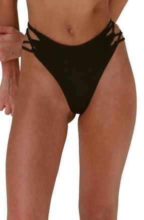 Stone Fox Swim Theo High Waist Bikini Bottoms in Stone Ripple at Nordstrom, Size X-Small